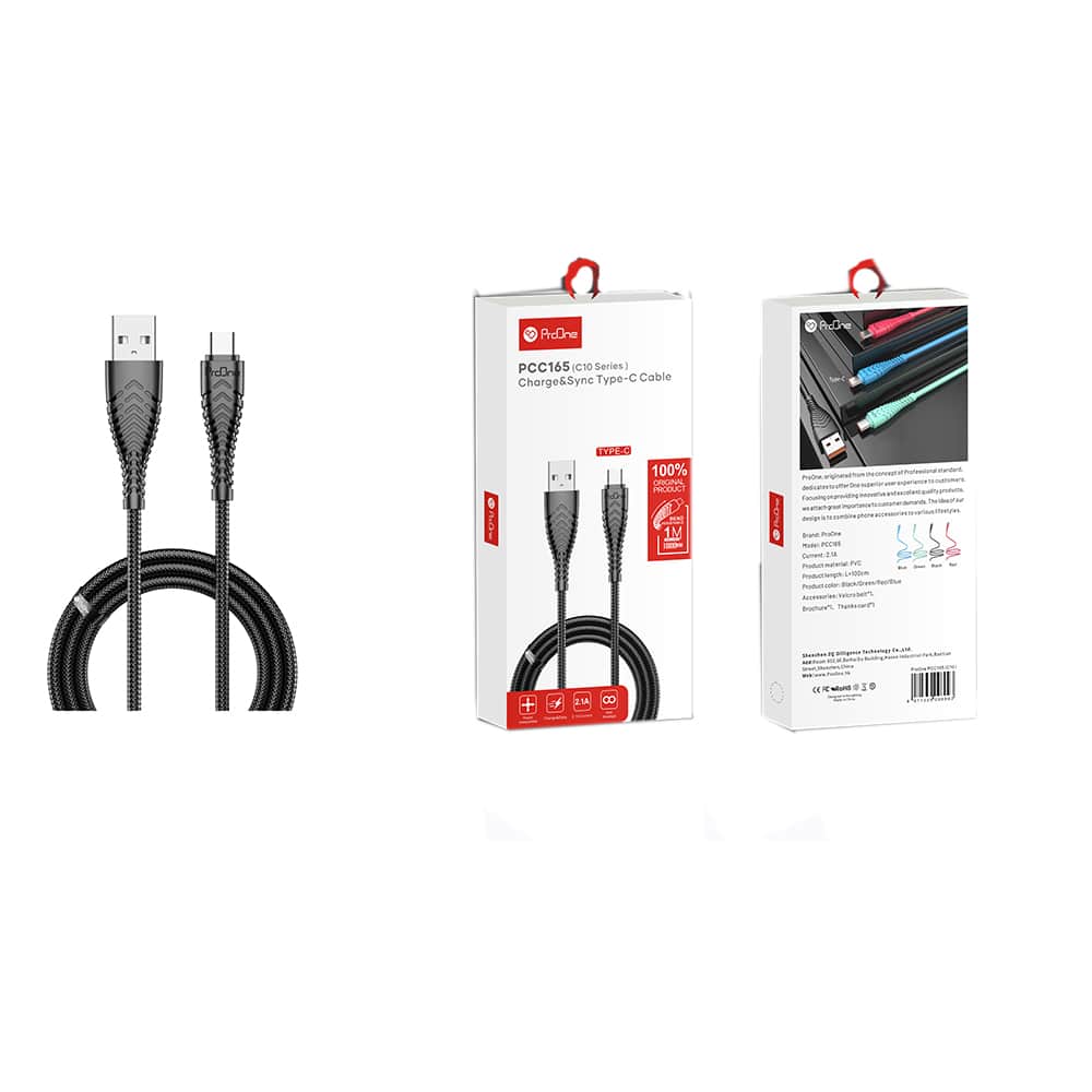کابل تبدیل USB به Type-C پرووان مدل PCC165 طول 1 متر - 