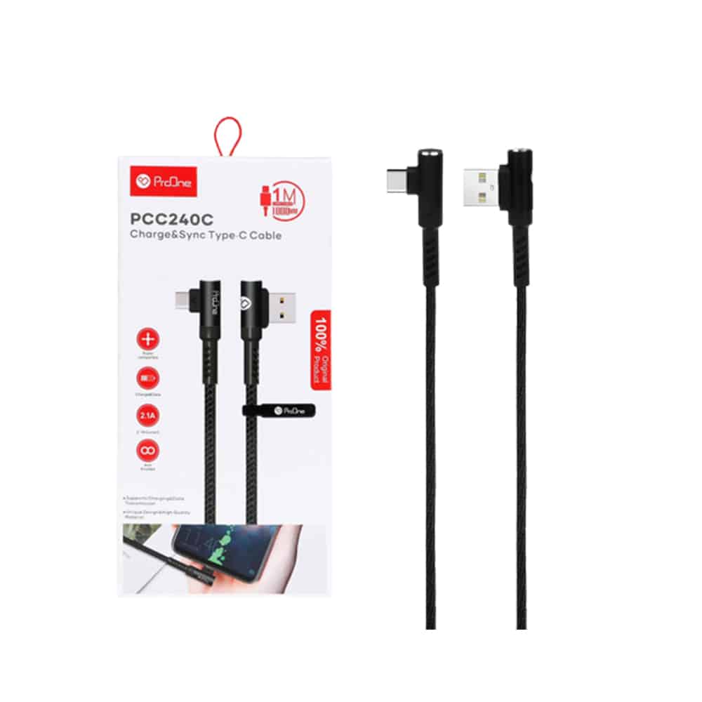 کابل تبدیل USB به USB-C پرووان مدل PCC240 طول 1 متر - 