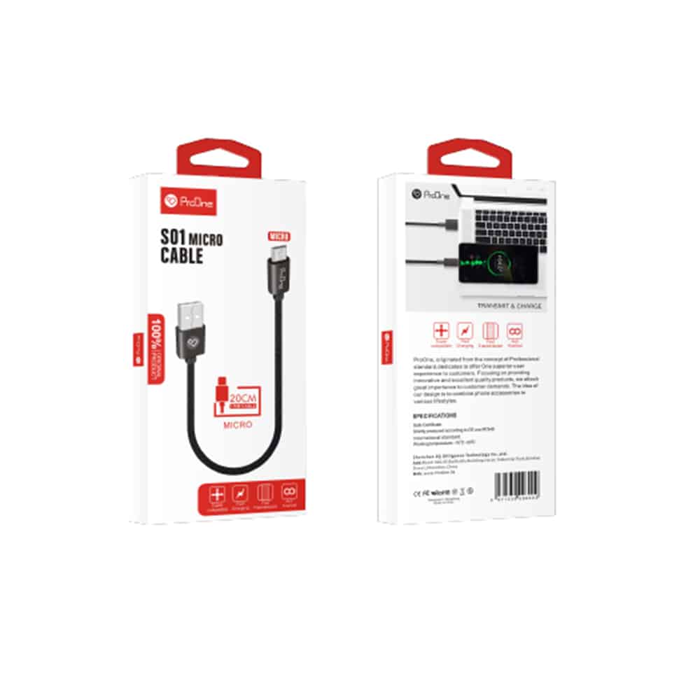 کابل تبدیل USB به microUSB پرووان مدل PCC125 طول 20 سانتی متر - 