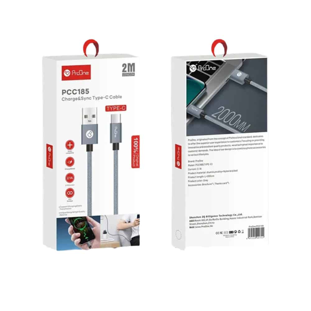 کابل تبدیل USB به USB-C پرووان مدل PCC185 طول 2 متر - 