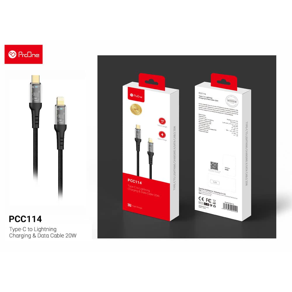 کابل تبدیل USB-C به لایتنینگ پرووان مدل PCC114 طول 1 متر - 