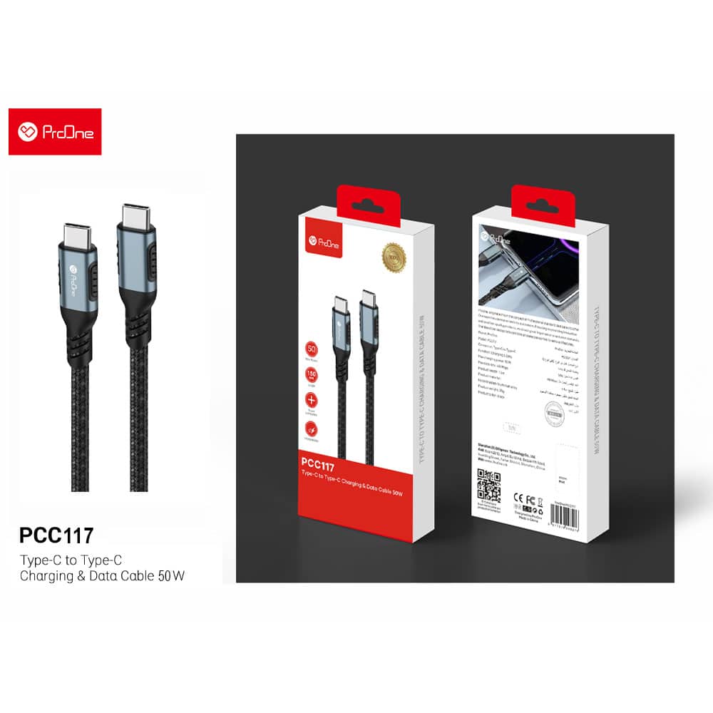 کابل تبدیل USB-C پرووان مدل PCC117 50W PD طول 1متر - 