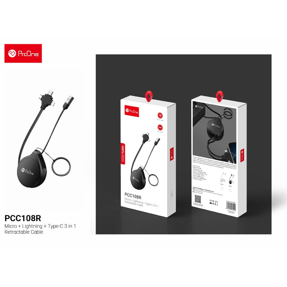 کابل تبدیل USB به USB-C / microUSB / لایتنینگ پرووان مدل PCC108R طول 1 متر - 