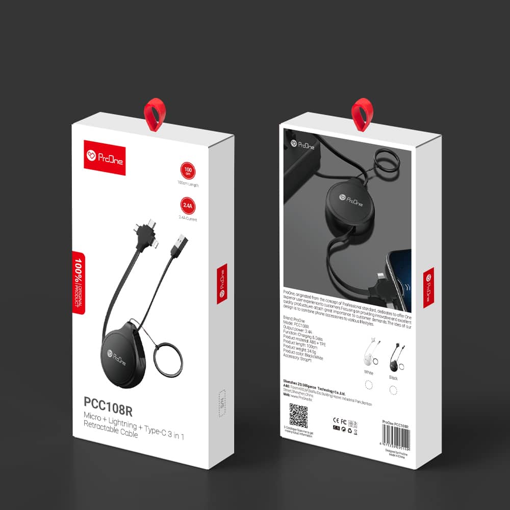 کابل تبدیل USB به USB-C / microUSB / لایتنینگ پرووان مدل PCC108R طول 1 متر - 