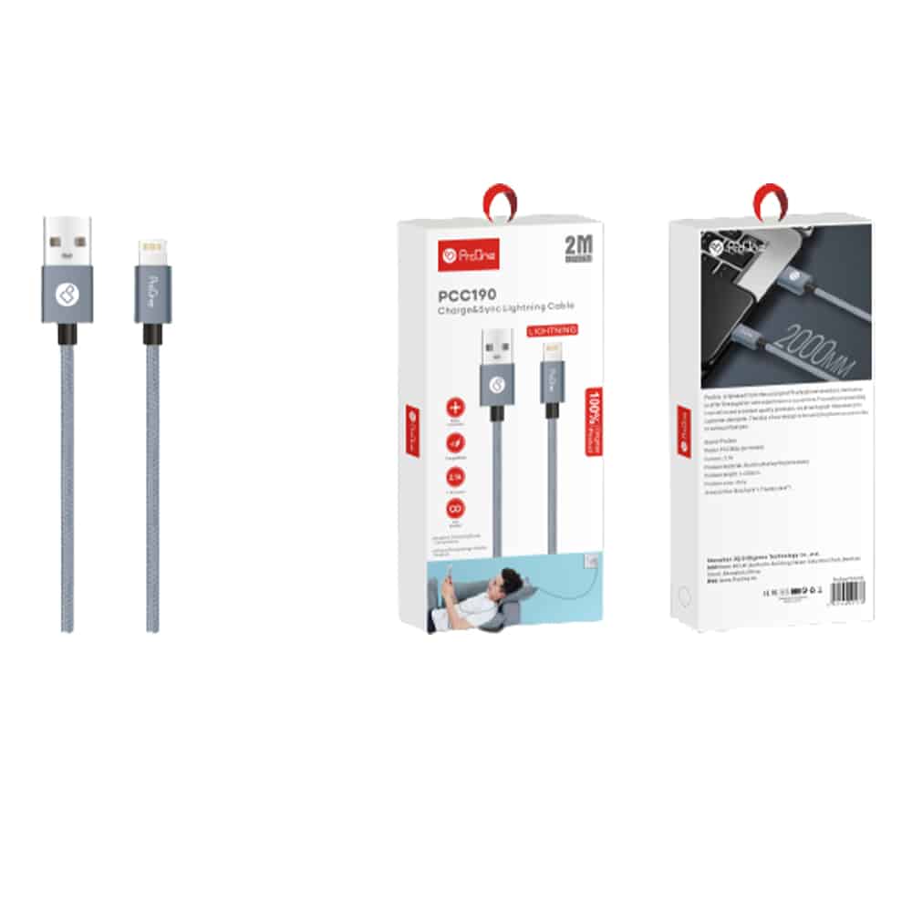 کابل تبدیل USB به لایتنینگ پرووان مدل PCC190 طول 2 متر - 