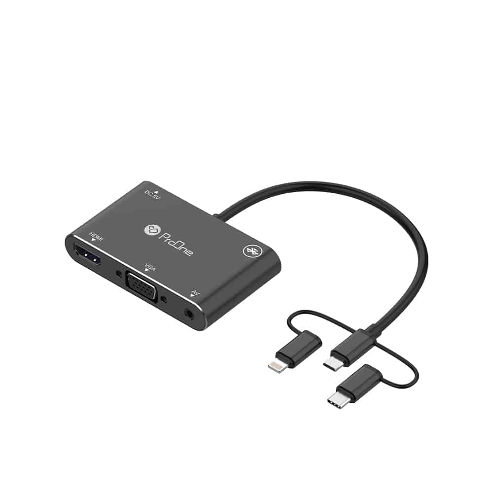 مبدل microUSB/ لایتنینگ/ USB-C به HDMI/VGA/AV پرووان مدل PHU560 - 