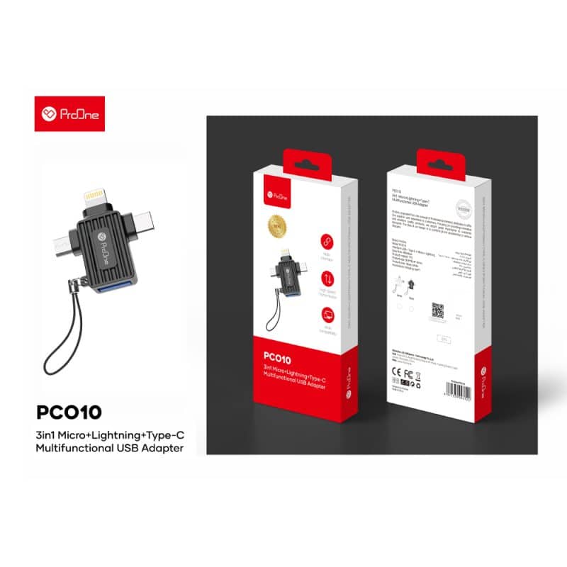 مبدل لایتنینگ به USB-C / USB / micro USB پرووان مدل PCO10 - 