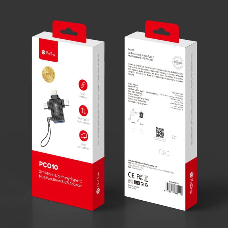 مبدل لایتنینگ به USB-C / USB / micro USB پرووان مدل PCO10 - 