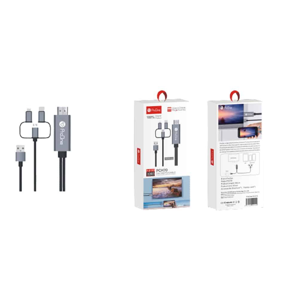 کابل تبدیل HDMI به USB-C / microUSB / لایتنینگ پرووان مدل PCH70 طول 1.8متر - 