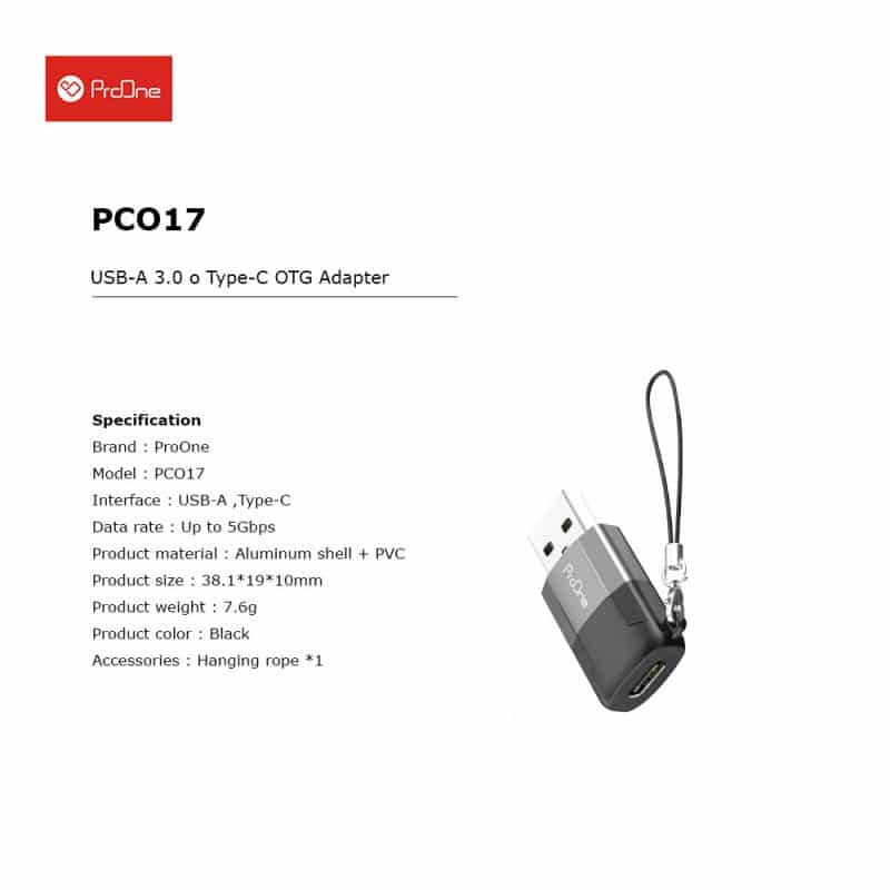 مبدل USB-C به USB 3.0 پرووان مدل PCO17 ا ProOne PCO17 Type-C to USB OTG - 
