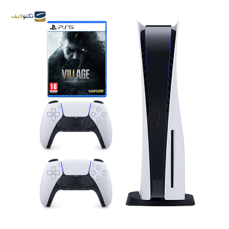 پلی استیشن 5 استاندارد دیسک خور با دو دسته به همراه بازی Resident Evil Village - PlayStation 5 Standard with 2 DualSense controllers & Resident Evil Village