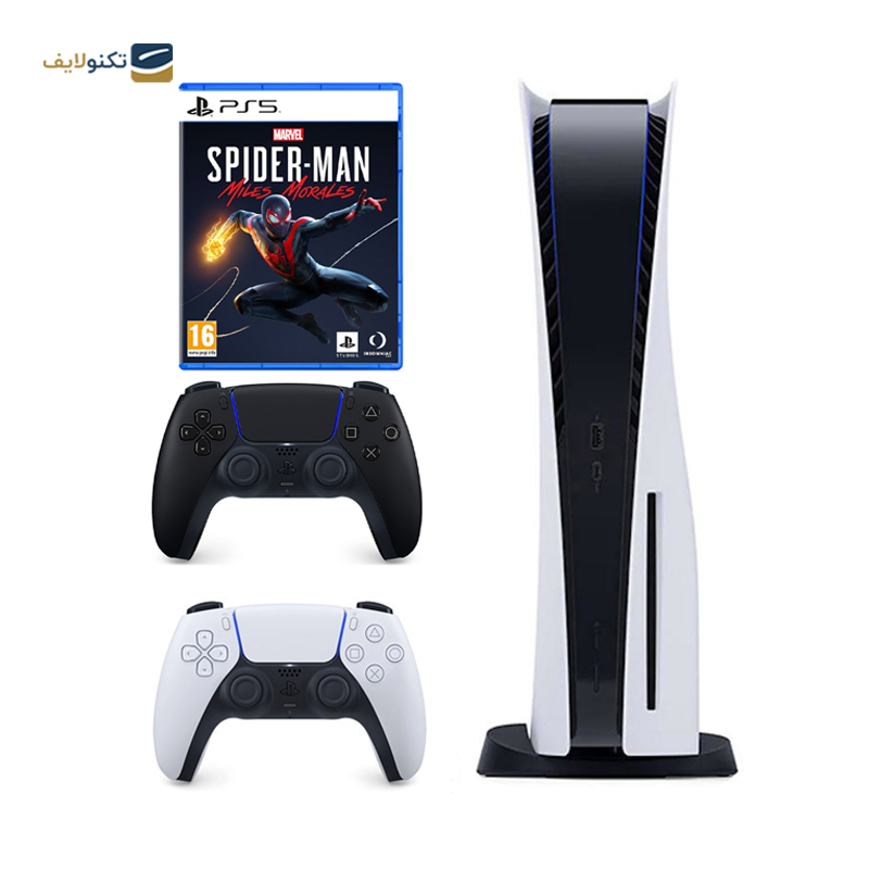 پلی استیشن 5 استاندارد دیسک خور با دو دسته به همراه بازی Spider-Man Miles Morales - Playstation 5 Standard with 2 DualSense Controllers And Spider-Man Miles Morales