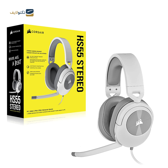 هدفون گیمینگ سیمی کورسیر مدل HS55 Stereo - corsair HS55 Stereo Gaming headphone