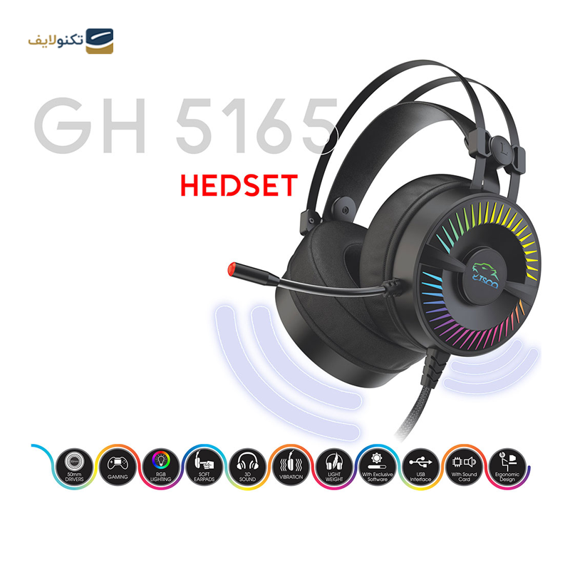 هدفون با سیم گیمینگ تسکو مدل GH 5165 - Tsco GH 5165 Gaming Headset