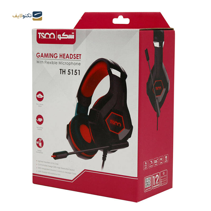 هدفون با سیم گیمینگ تسکو مدل TH 5151  - TSCO TH 5151 Gaming Headset