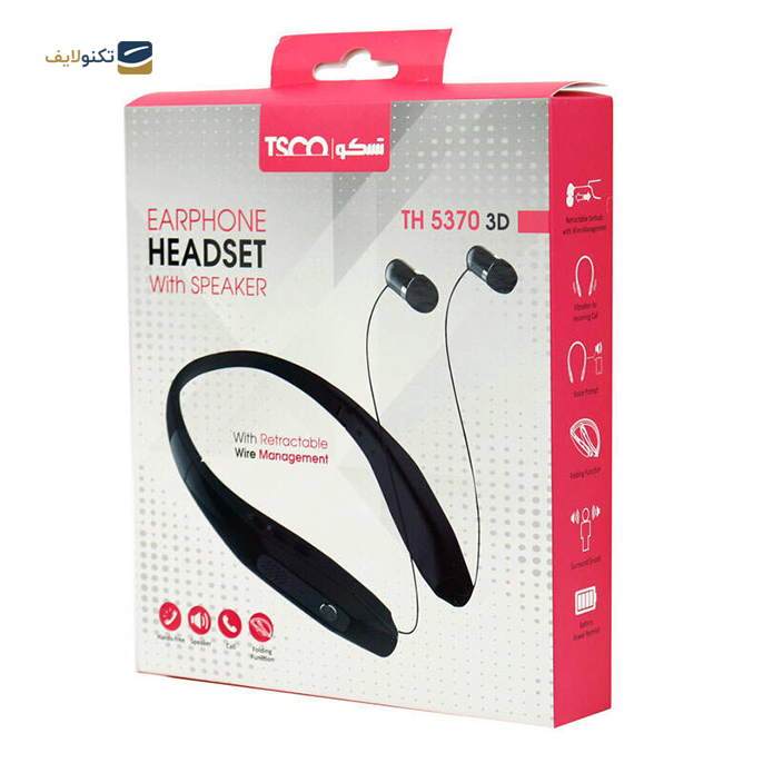 هندزفری بی سیم تسکو مدل TH 5370 3D  - TSCO TH 5370 3D Bluetooth Neckband Earphones