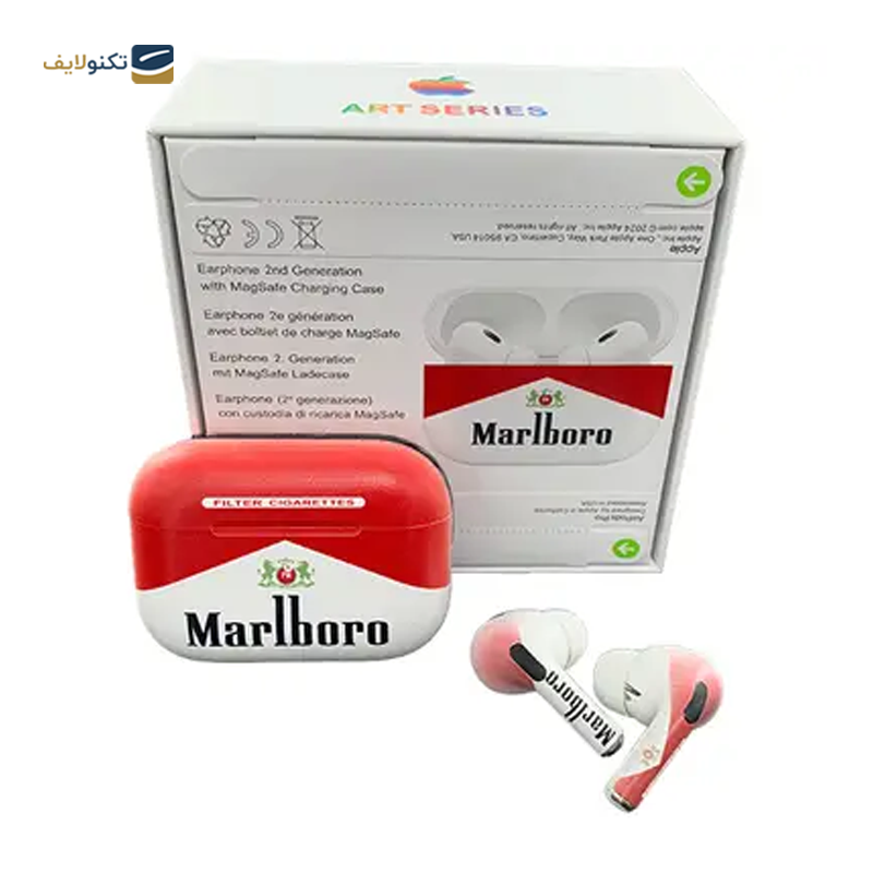 هندزفری بلوتوثی مدل (AirPod Pro 2 Art Series (Marlboro Red - طرح اپل - AirPod Pro 2 Art Series Handsfree