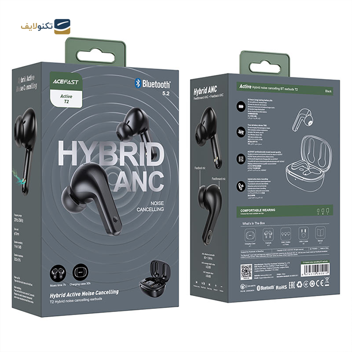  هندزفری بی سیم ایس فست مدل T2   - ACEFAST T2 Hybrid ANC noise cancelling TWS headset