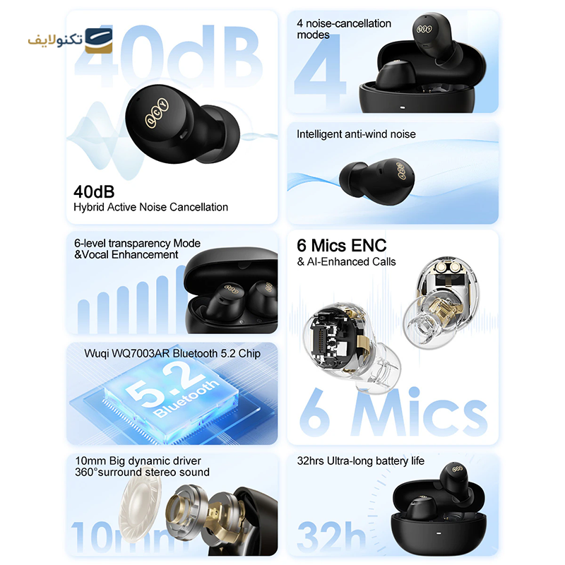 هندزفری بی سیم کیو سی وای مدل QCY HT07 ArcBuds ANC - QCY HT07 ArcBuds ANC Wireless Handsfree