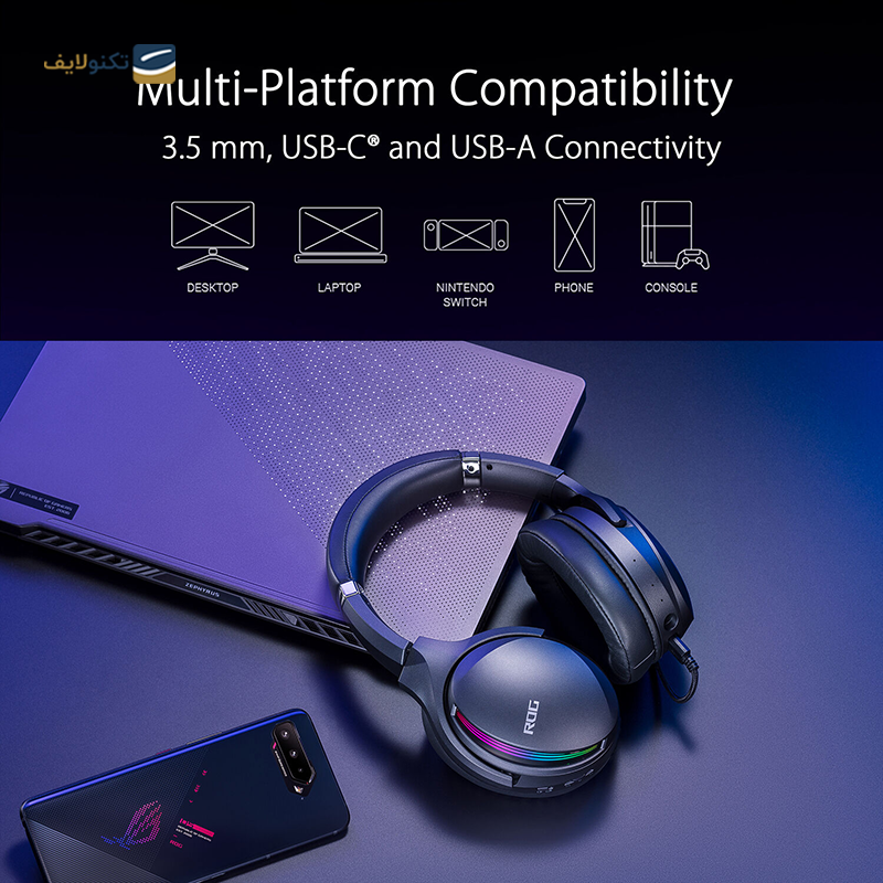 هدفون گیمینگ با سیم ایسوس مدل ROG STRIX Fusion II 500 - Asus ROG STRIX Fusion II 500 Wired Gaming Headset