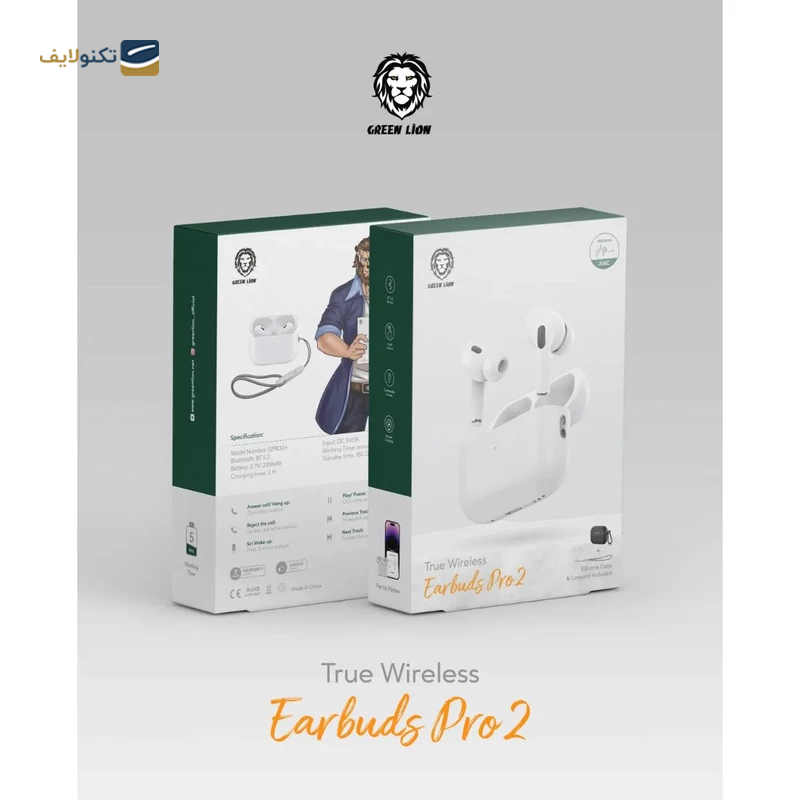 هندزفری بلوتوثی گرین لاین مدل Earbuds Pro 2 - Green Lion TWS Earbuds Pro 2