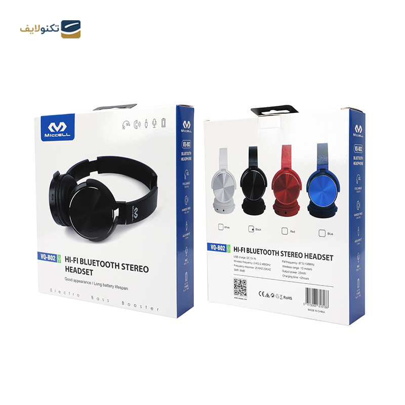 هدفون بلوتوثی میسل مدل VQ-B02 - Miccell VQ-B02 Stereo Wireless Bluetooth Headphones