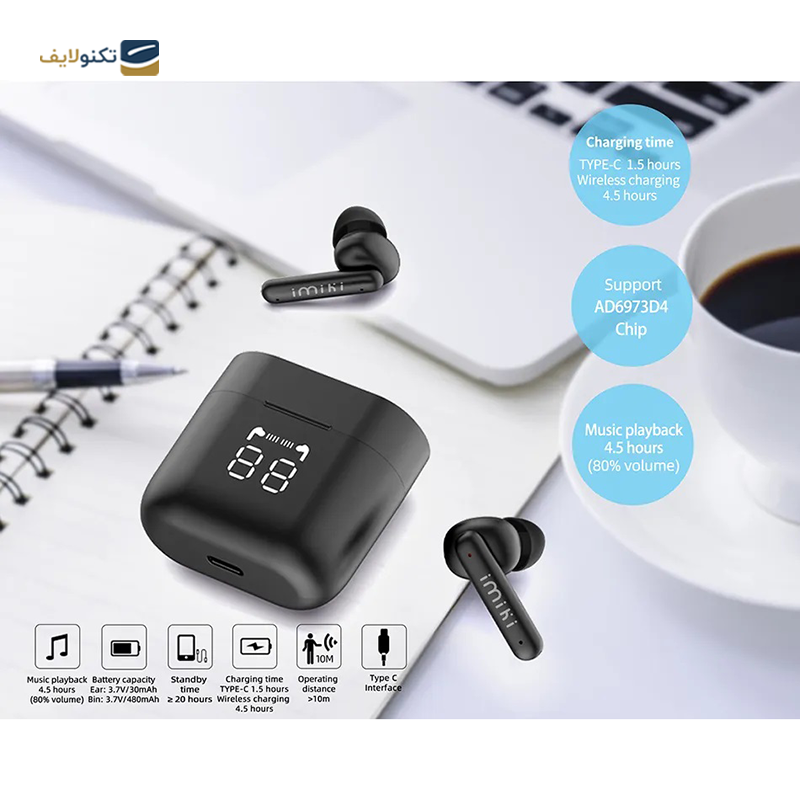 هندزفری بلوتوثی ایمیلب مدل IMIKI T13 - IMILAB IMIKI T13 True Wireless Bluetooth Earbuds