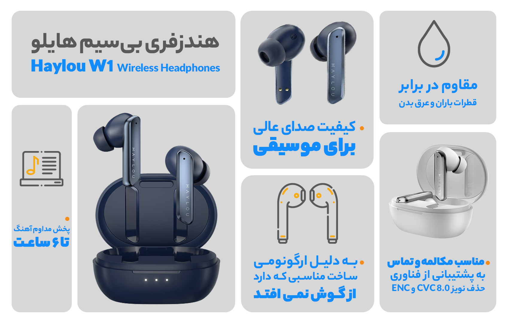 هندزفری بی سیم هایلو مدل W1 - Haylou W1 Wireless Headphones