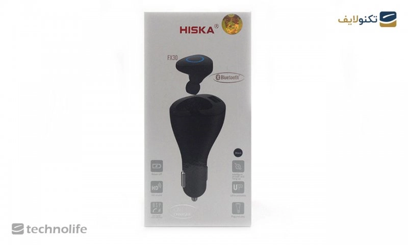 هندزفری بی سیم HISKA مدل FX30 به همراه شارژر فندکی - HISKA FX30 Bluetooth Headset + Car Charger