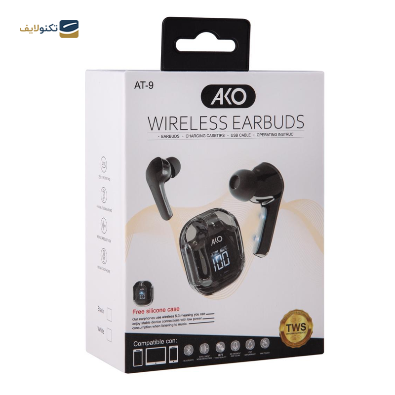 هندزفری بلوتوثی آکو مدل AT-9 - ACO AT-9 Bluetooth Earbuds