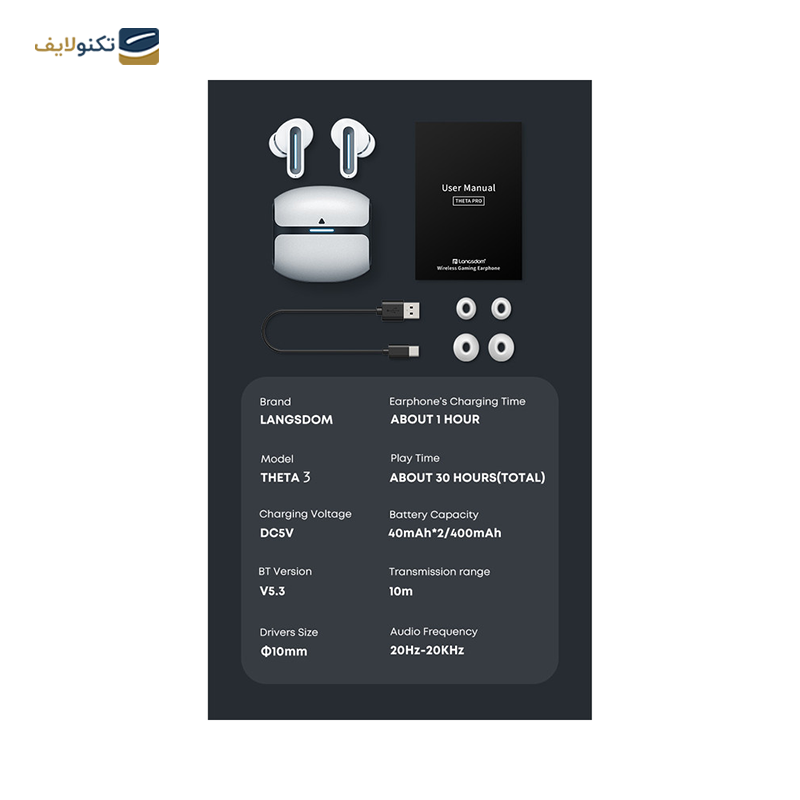 هندزفری بلوتوثی لانگسدوم مدل Theta 3 - Langsdom Theta 3 Wireless Handsfree
