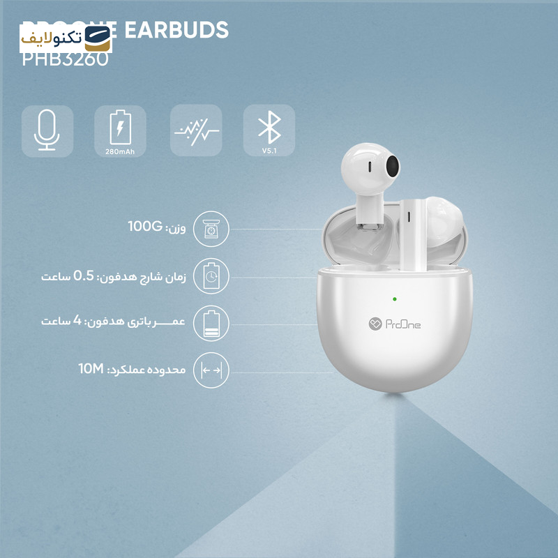 هندزفری بلوتوثی پرووان مدل PHB3260 - ProOne PHB3260 True Wireless Stereo Earbusds