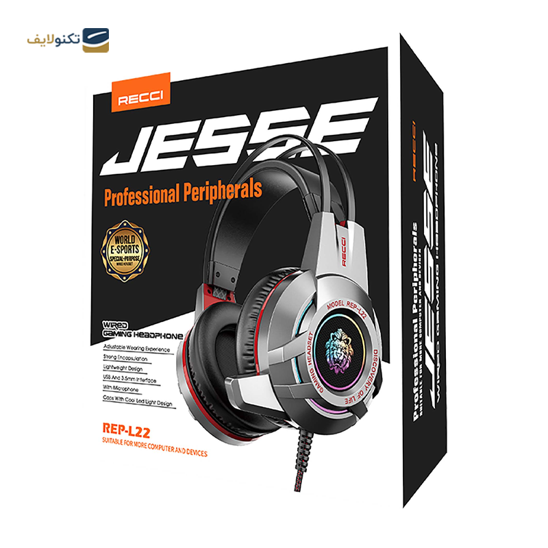 هدفون گیمینگ رسی مدل Rep-L22 - Recci Rep-L22 Wired Gaming Headphone