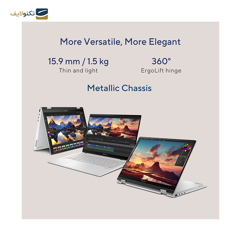 لپ تاپ ایسوس 14 اینچی مدل Zenbook 14 Flip OLED UP3404VA i7 1360P 16GB 1TB - Asus Zenbook 14 Flip OLED UP3404VA i7 1360P 16GB RAM 1TB SSD