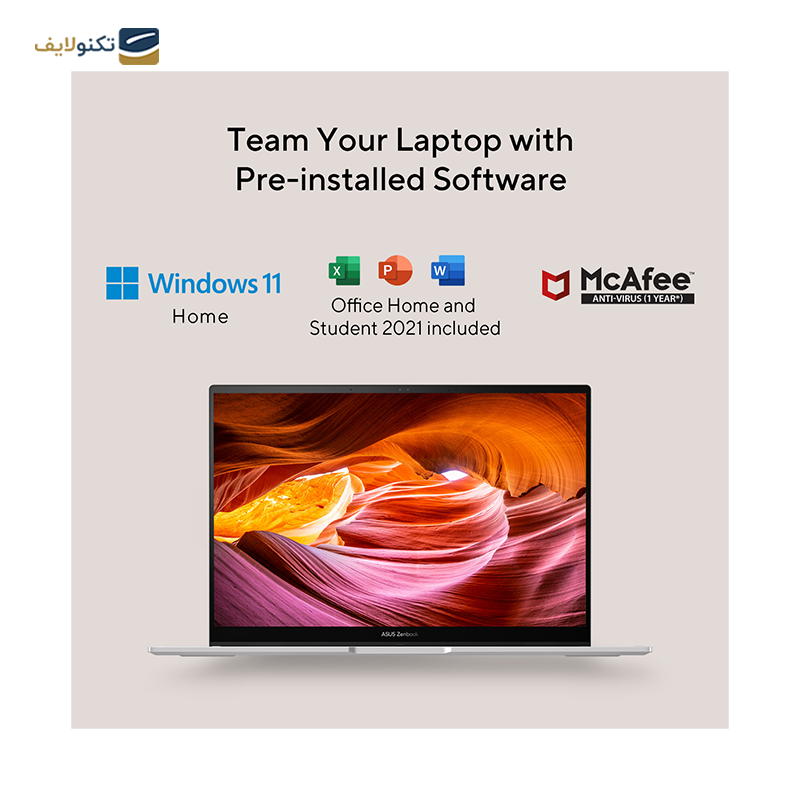 لپ تاپ ایسوس 14 اینچی مدل Zenbook 14 Flip OLED UP3404VA i7 1360P 16GB 1TB - Asus Zenbook 14 Flip OLED UP3404VA i7 1360P 16GB RAM 1TB SSD
