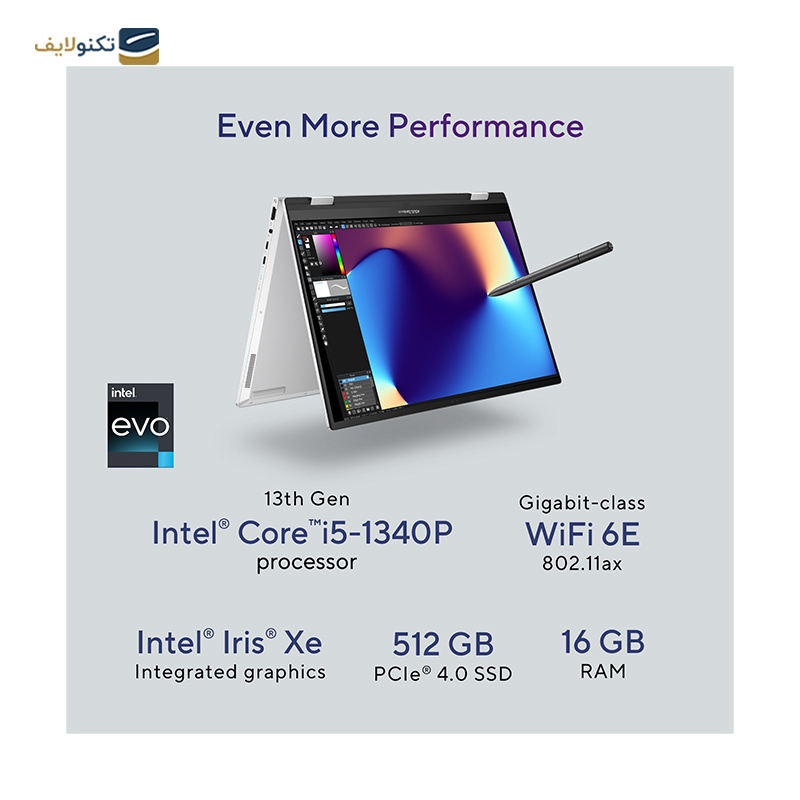 لپ تاپ ایسوس 14 اینچی مدل Zenbook 14 Flip OLED UP3404VA i7 1360P 16GB 1TB - Asus Zenbook 14 Flip OLED UP3404VA i7 1360P 16GB RAM 1TB SSD