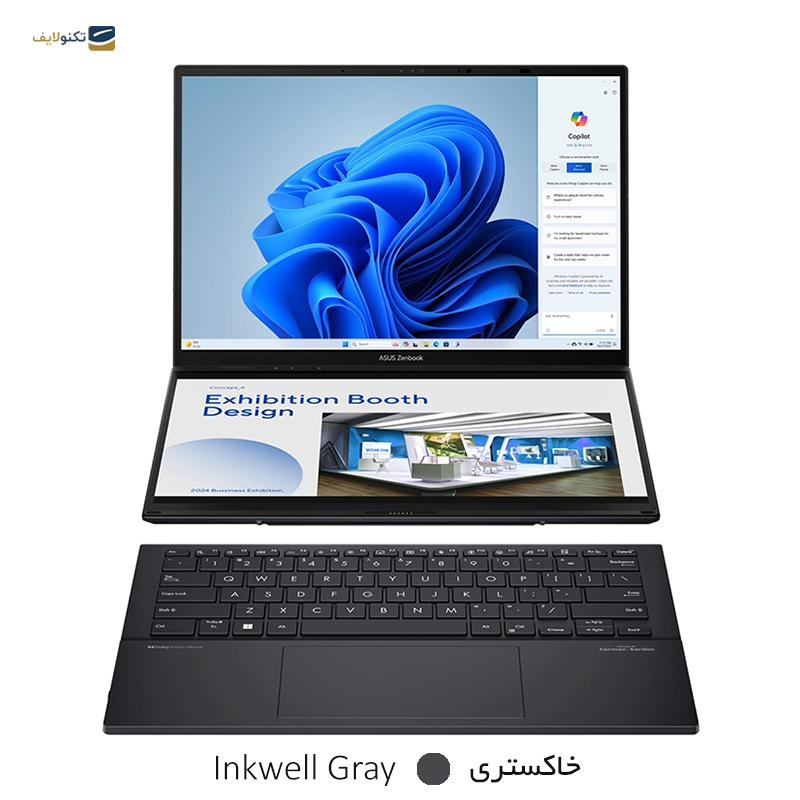 لپ تاپ ایسوس 14 اینچی مدل Zenbook Duo UX8406MA Ultra 9 185H 32GB 2TB - Asus Zenbook Duo UX8406MA Ultra 9 185H 32GB RAM 2TB SSD Arc