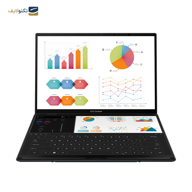 لپ تاپ ایسوس 14 اینچی مدل Zenbook Duo UX8406MA Ultra 9 185H 32GB 2TB - Asus Zenbook Duo UX8406MA Ultra 9 185H 32GB RAM 2TB SSD Arc
