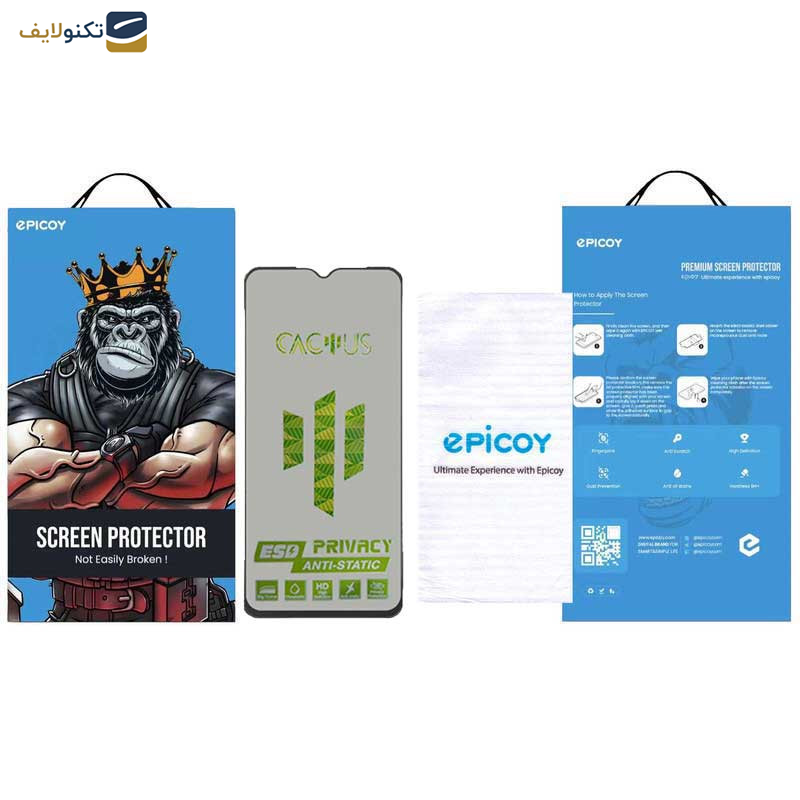 محافظ صفحه نمایش حریم شخصی اپیکوی مدل Cactus-ESD-Privacy مناسب برای گوشی موبایل سامسونگ Galaxy A03 4G - A03s - Core - A02 - A02s - Glass Screen Protector Epicoy Cactus-ESD-Privacy For Samsung Galaxy A03 4G - A03s - Core - A02 - A02s