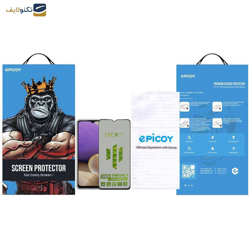 محافظ صفحه نمایش اپیکوی مدل Cactus-ESD-Privacy مناسب برای گوشی موبایل سامسونگ Galaxy A32 5G - A12 4G - M12 - M32 5G - F12 - Glass Screen Protector Epicoy Cactus-ESD-Privacy For Samsung Galaxy A32 5G-A12 4G- M12 - M32 5G-F12