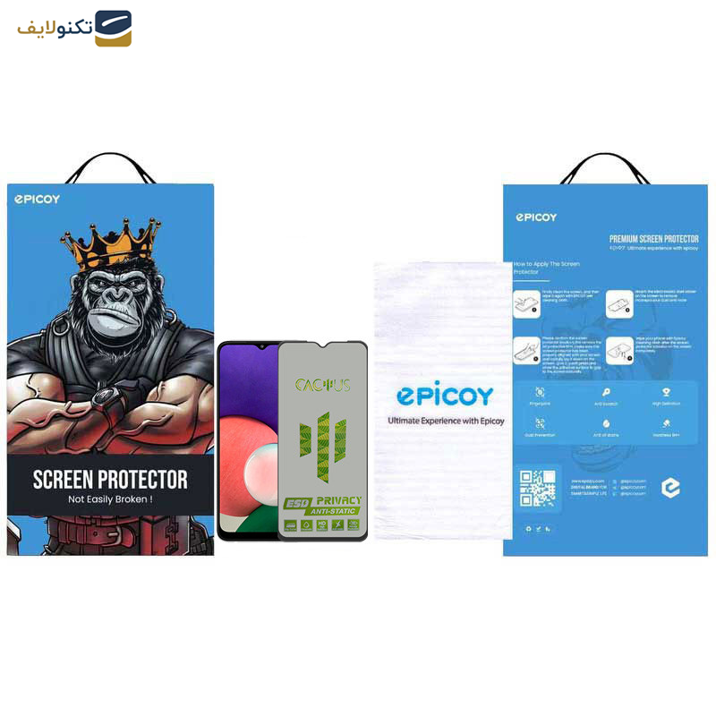 محافظ صفحه نمایش حریم شخصی اپیکوی مدل Cactus-ESD-Privacy مناسب برای گوشی موبایل سامسونگ Galaxy A22 5G - F42 5G - Glass Screen Protector Epicoy Cactus-ESD-Privacy For Samsung Galaxy A22 5G-F42 5G