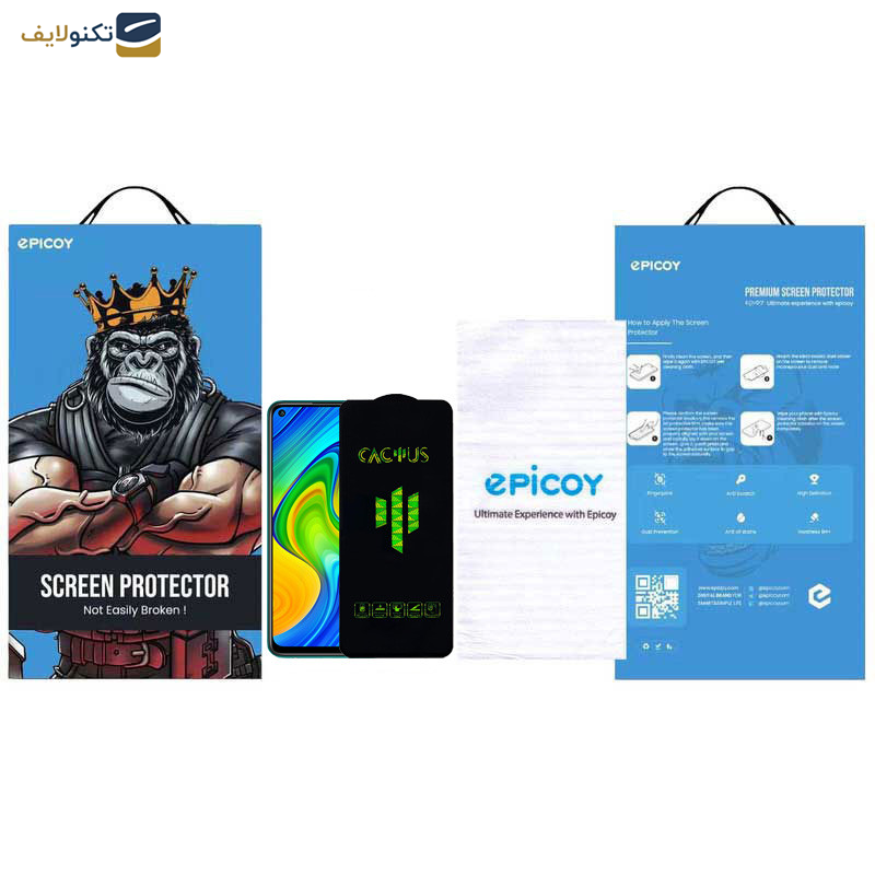 محافظ صفحه نمایش اپیکوی مدل Cactus مناسب برای گوشی موبایل شیائومی Redmi note 9 4G/5G/China - Redmi note 9T - Redmi 10X 4G - Epicoy Cactus Glass Screen Protector For Xiaomi Redmi note 9 4G-5G-China -Redmi note 9T-Redmi 10X 4G