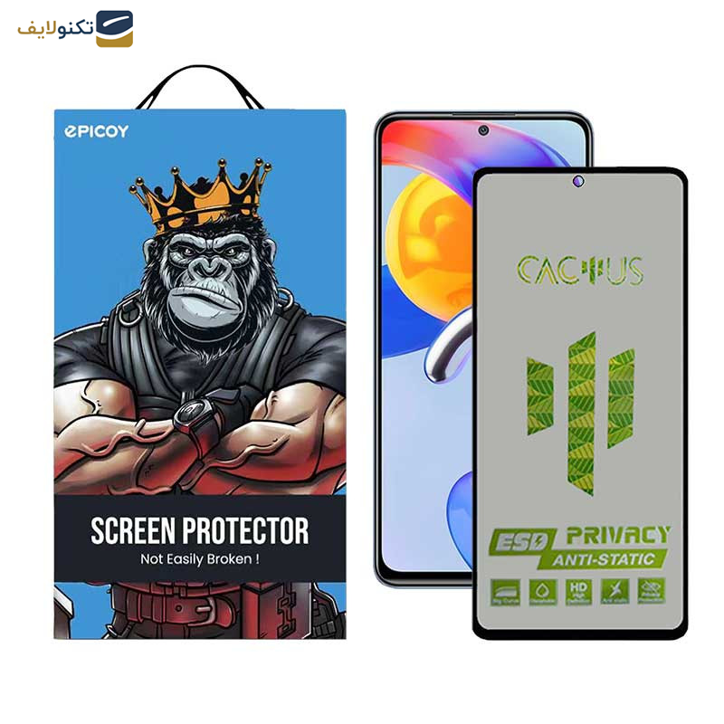 محافظ صفحه نمایش حریم شخصی اِپیکوی مدل Cactus-ESD-Privacy مناسب برای گوشی موبایل شیائومی Redmi Note 11 Pro Plus - Note 11 Pro 4G/5G/China - Note 10 Pro Max - Note 10 Pro 4G/India - Epicoy Cactus-Privacy Glass Screen Protector For Xiaomi Redmi Note 11 Pro Plus - Note 11 Pro 4G-5G-China - Note 10 Pro Max - Note 10 Pro 4G-India