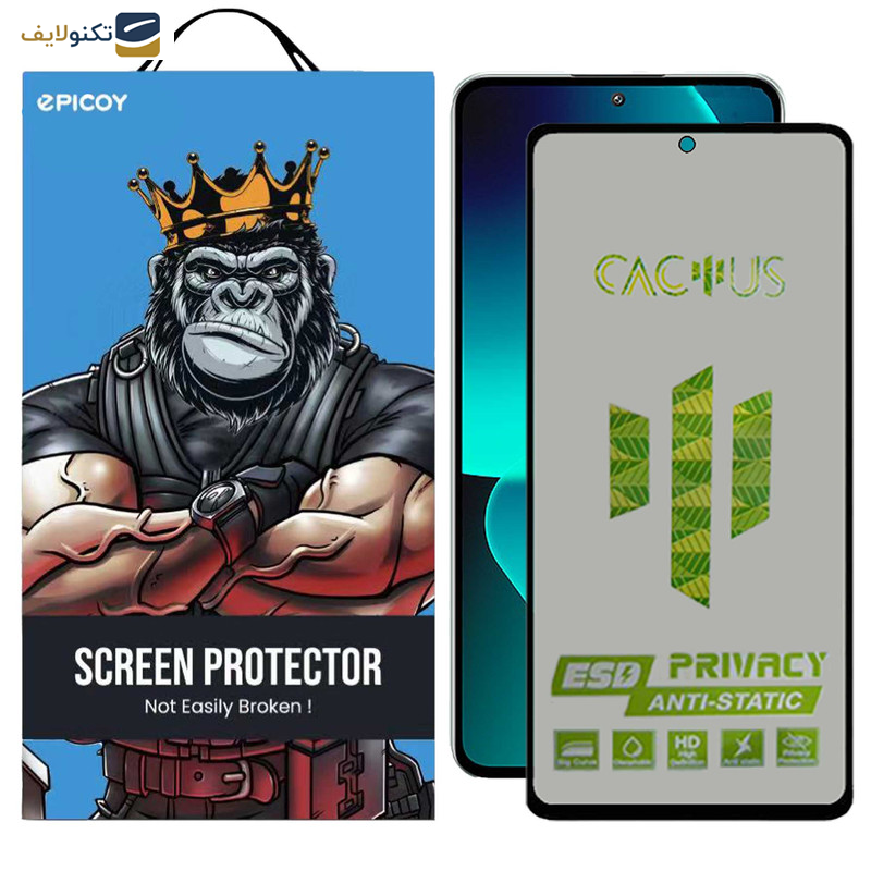 محافظ صفحه نمایش حریم شخصی اِپیکوی مدل Cactus-ESD-Privacy مناسب برای گوشی موبایل شیائومی 13T Pro - 13T - Redmi K60 Ultra - Epicoy Cactus-ESD-Privacy Glass Screen Protector For Xiaomi 13T Pro - 13T - Redmi K60 Ultra