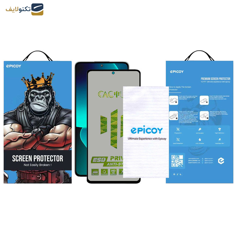 محافظ صفحه نمایش حریم شخصی اِپیکوی مدل Cactus-ESD-Privacy مناسب برای گوشی موبایل شیائومی 13T Pro - 13T - Redmi K60 Ultra - Epicoy Cactus-ESD-Privacy Glass Screen Protector For Xiaomi 13T Pro - 13T - Redmi K60 Ultra