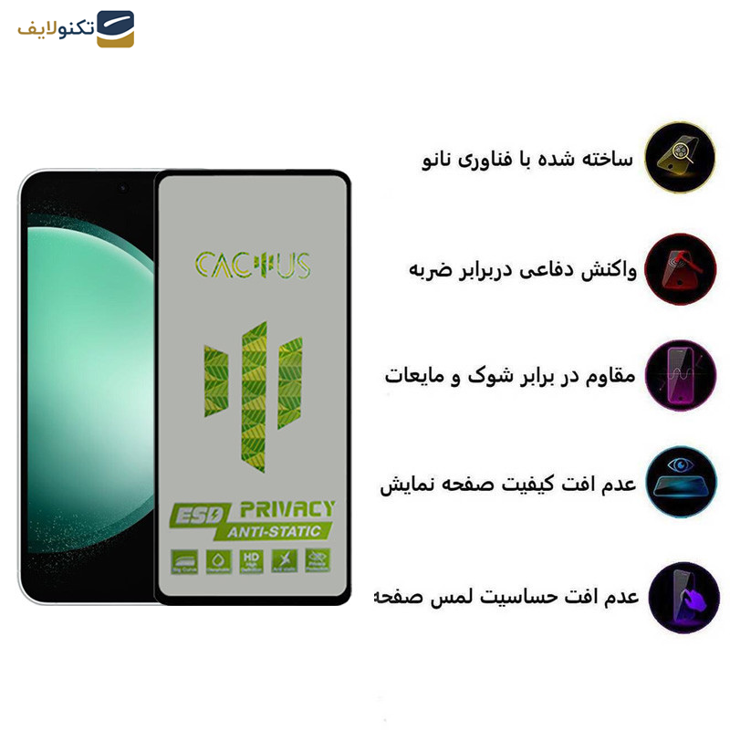 محافظ صفحه نمایش حریم شخصی اپیکوی مدل Cactus-ESD-Privacy مناسب برای گوشی موبایل سامسونگ Galaxy S23 FE - A54 - Epicoy Cactus-ESD-Privacy Glass Screen Protector For Samsung Galaxy S23 FE-A54