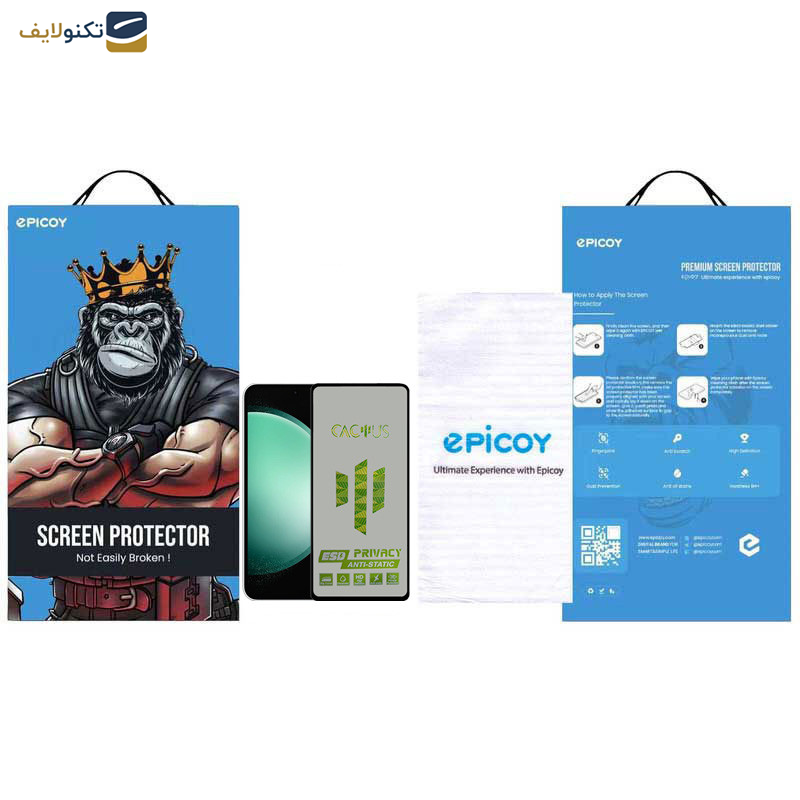 محافظ صفحه نمایش حریم شخصی اپیکوی مدل Cactus-ESD-Privacy مناسب برای گوشی موبایل سامسونگ Galaxy S23 FE - A54 - Epicoy Cactus-ESD-Privacy Glass Screen Protector For Samsung Galaxy S23 FE-A54