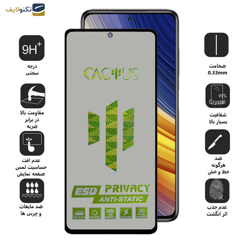 محافظ صفحه نمایش حریم شخصی اِپیکوی مدل Cactus-ESD-Privacy مناسب برای گوشی موبایل شیائومی Poco X3 - X3 NFC - X3 Pro - Epicoy Cactus-ESD-Privacy Glass Screen Protector For Xiaomi Poco X3- X3 NFC- X3 Pro