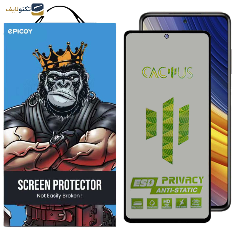 محافظ صفحه نمایش حریم شخصی اِپیکوی مدل Cactus-ESD-Privacy مناسب برای گوشی موبایل شیائومی Poco X3 - X3 NFC - X3 Pro - Epicoy Cactus-ESD-Privacy Glass Screen Protector For Xiaomi Poco X3- X3 NFC- X3 Pro