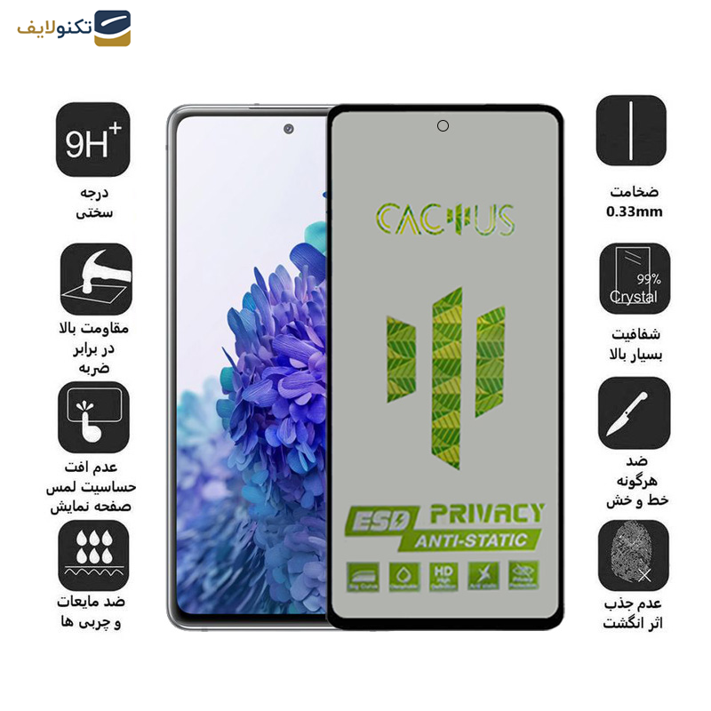 محافظ صفحه نمایش اپیکوی مدل Cactus-ESD-Privacy مناسب برای گوشی موبایل سامسونگ Galaxy A53 - A52 - A52s - A51 - S20 FE - M31s - Epicoy Cactus-ESD-Privacy Glass Screen Protector For Samsung Galaxy A53- A52- A52s- A51- S20 FE- M31s